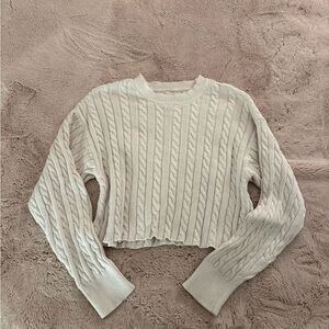 Aerie Cream Cable Knit Sweater
